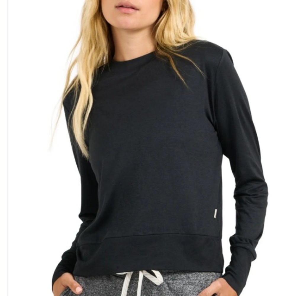 Vuori Womens Daydream Long Sleeve Crewneck Top Black Activewear Size L